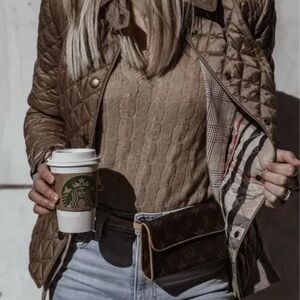 🤎 Burberry Quilted Chocolate Belted Jacket 🤎